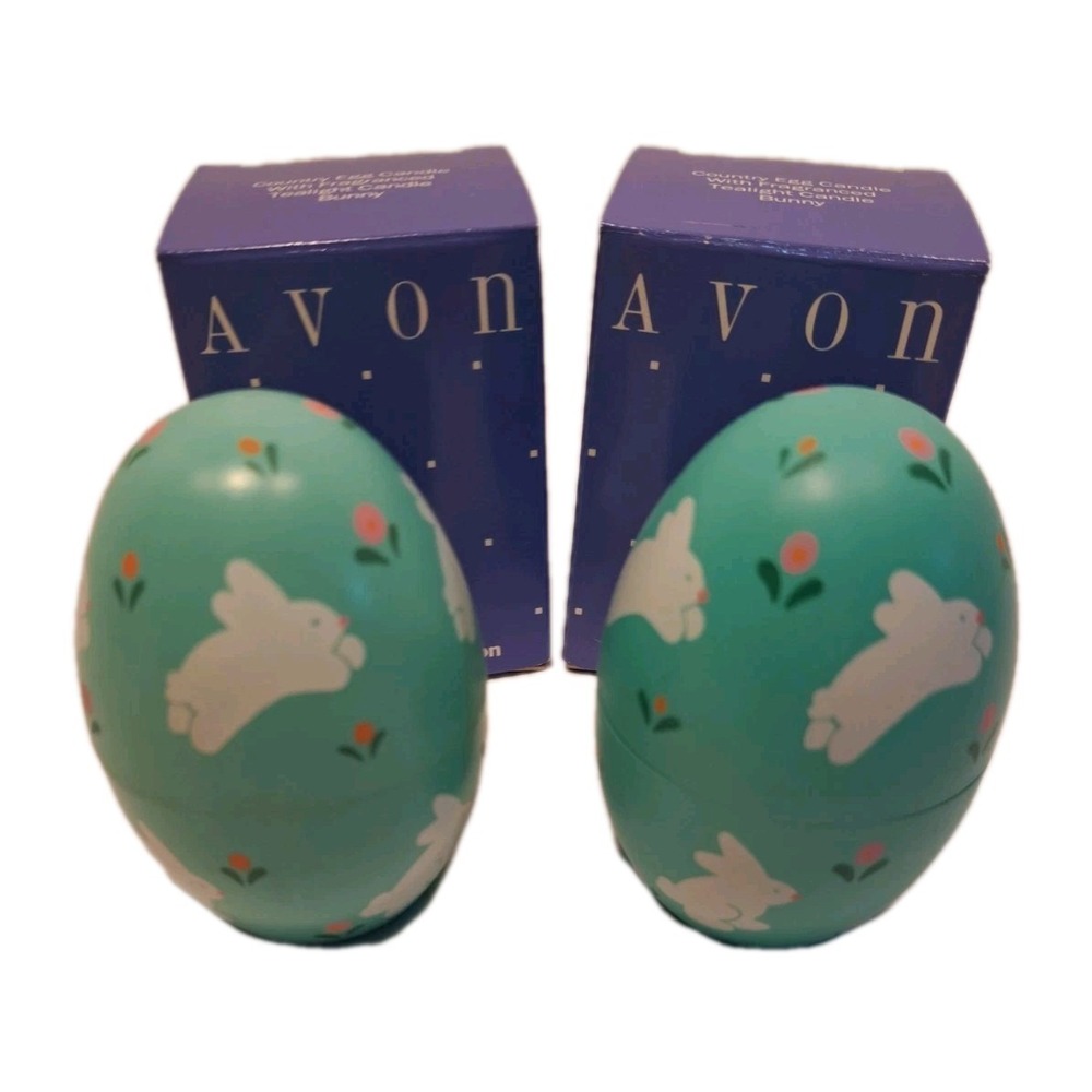 Avon Easter Country Egg Candle W/Scented Tealight  Bunny Rabbit **Lot of 2